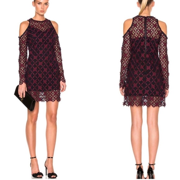 Self-portrait floral grid cold shoulder dress Sz2